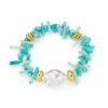 Blue Coral Chip & Pearl Bracelet