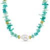 Blue Coral Chip & Pearl Necklace