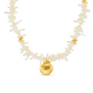 Cream Coral Chip & Shell Necklace