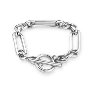 Rectangular Link T-Bar Bracelet - Silver