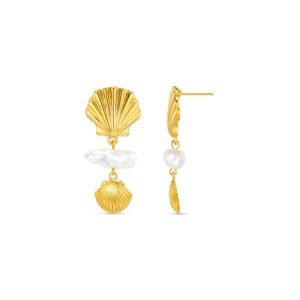 Graduated Shell & Pearl Drop Earrings