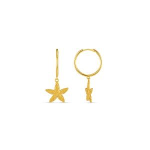 Starfish Drop Mid-Size Hoop Earrings