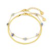 Semi-Precious Sodalite Chip & Snake Chain 2-Row Bracelet