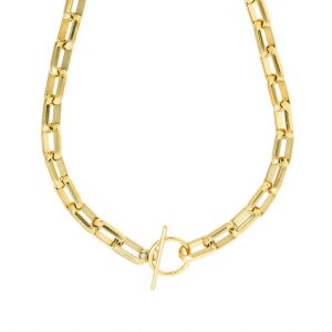 LUXE Rectangle Link T-Bar Necklace - Gold