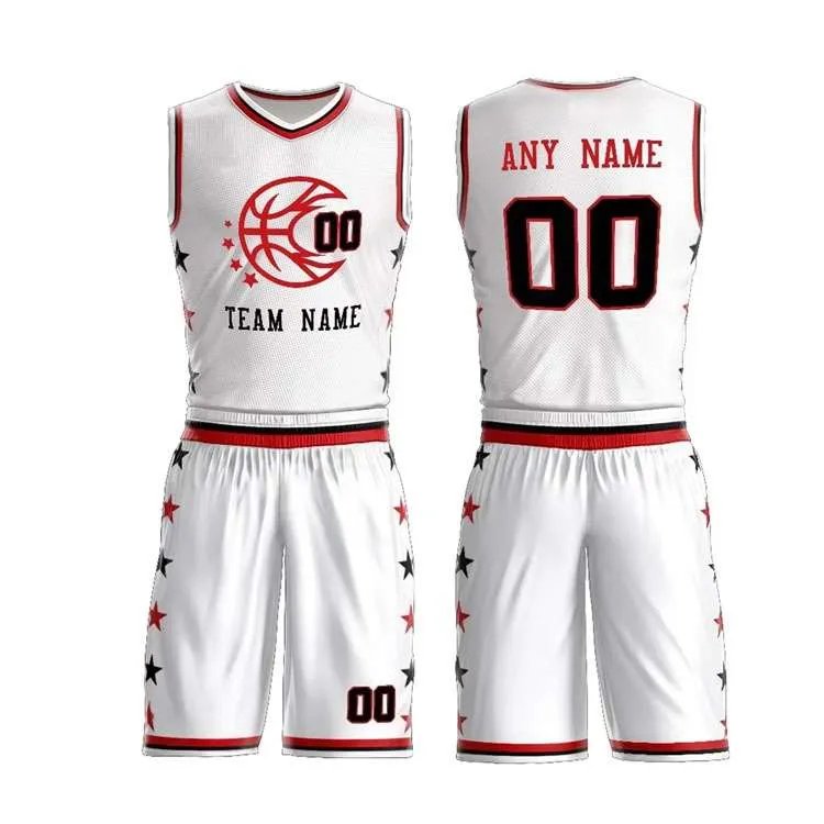 Custom basketball jersey in team colours with printed name and number