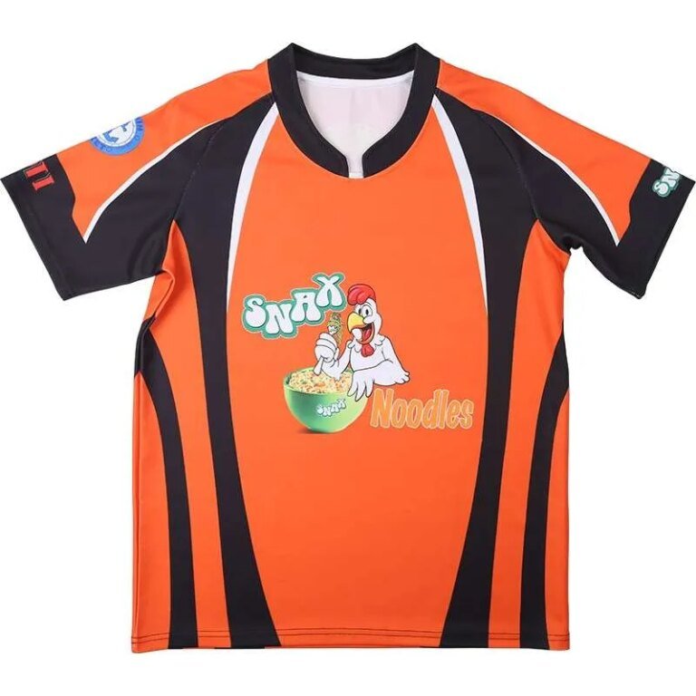 Custom rugby jersey with sublimated team design