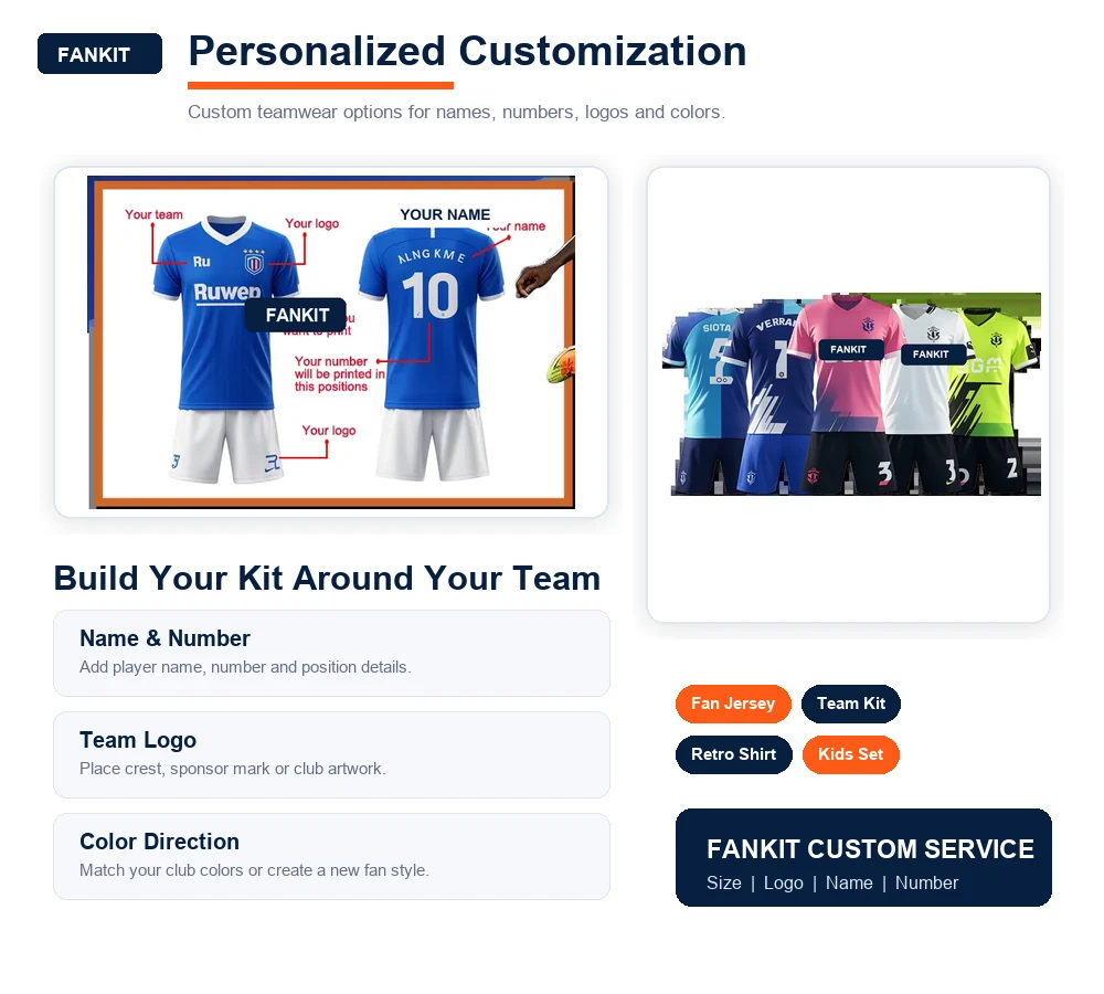 Personalized jersey customization with name, number and logo printing
