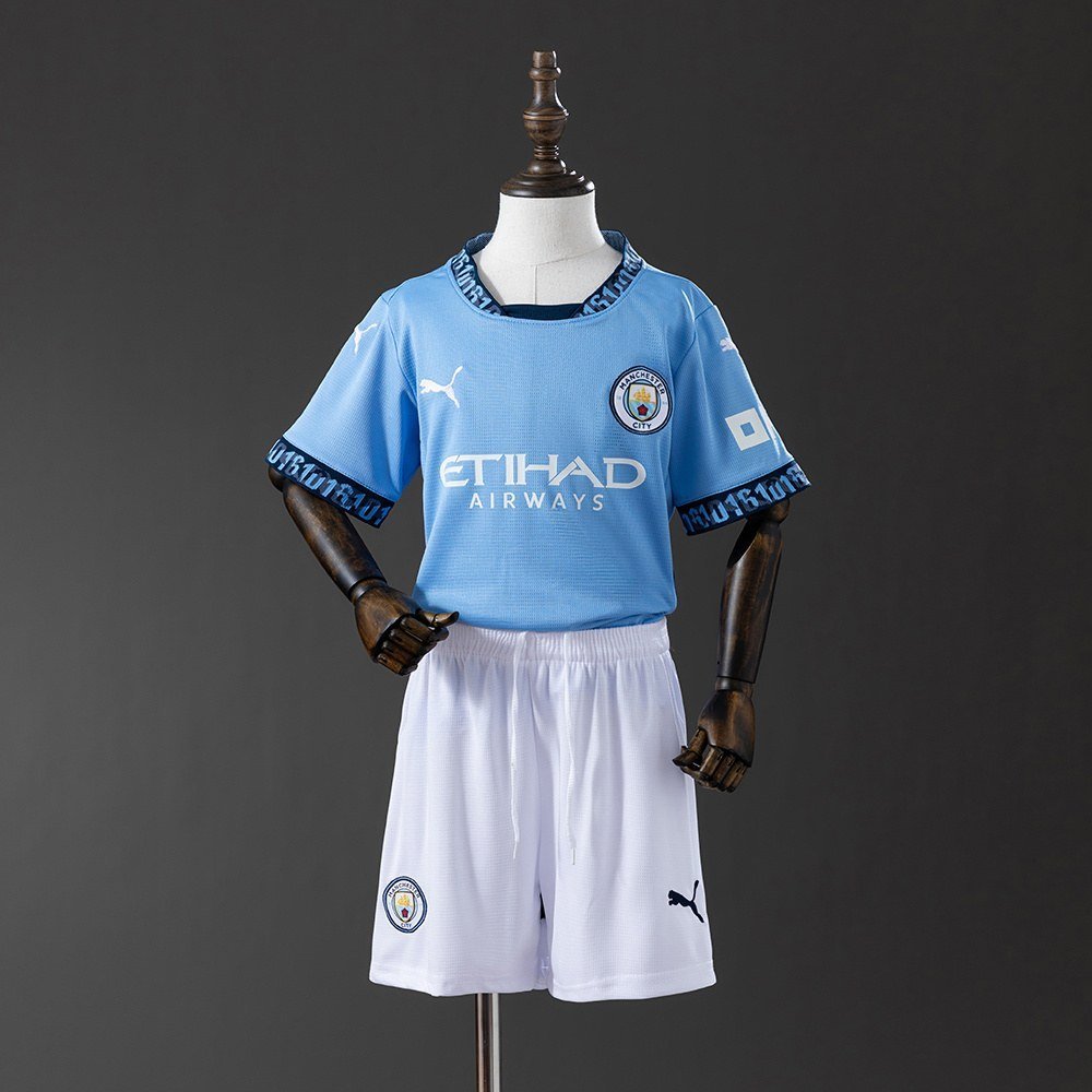 24/25 Manchester City Home Kids Kit Jersey - Back View