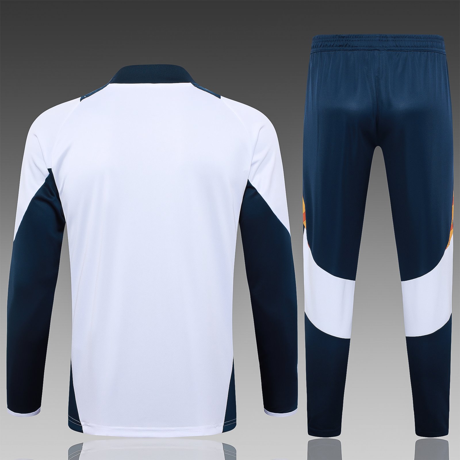 Real Madrid 24/25 Half-Zip Long Sleeve Training Tracksuit - White/Navy - back view