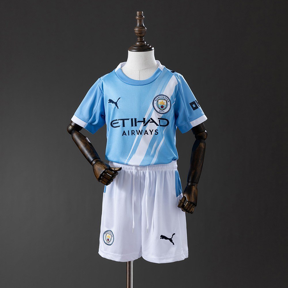 25/26 Manchester City Home Kids Kit Jersey - Back View