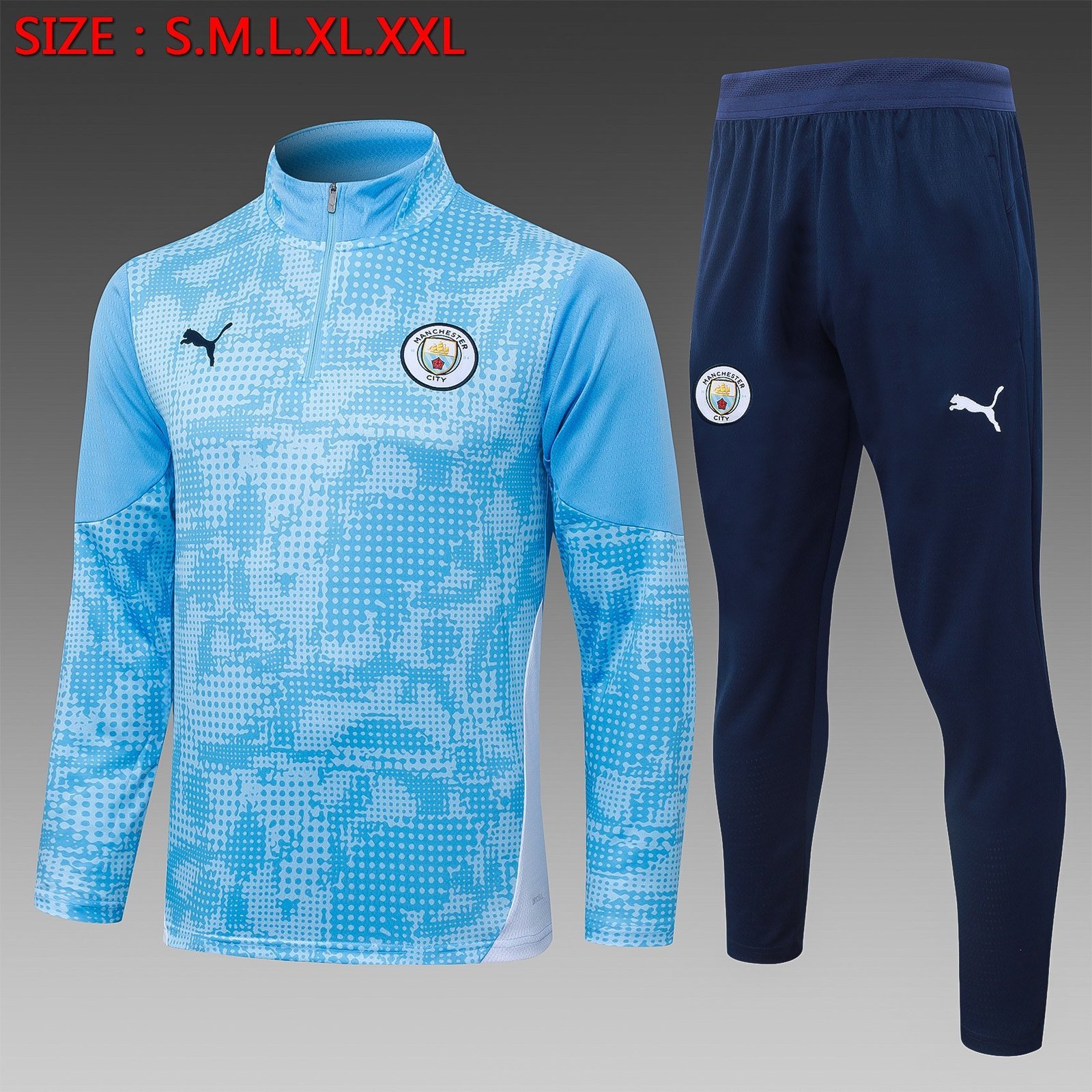 25/26 Manchester City Light Blue Half-Zip Spray Training Jacket - Back View