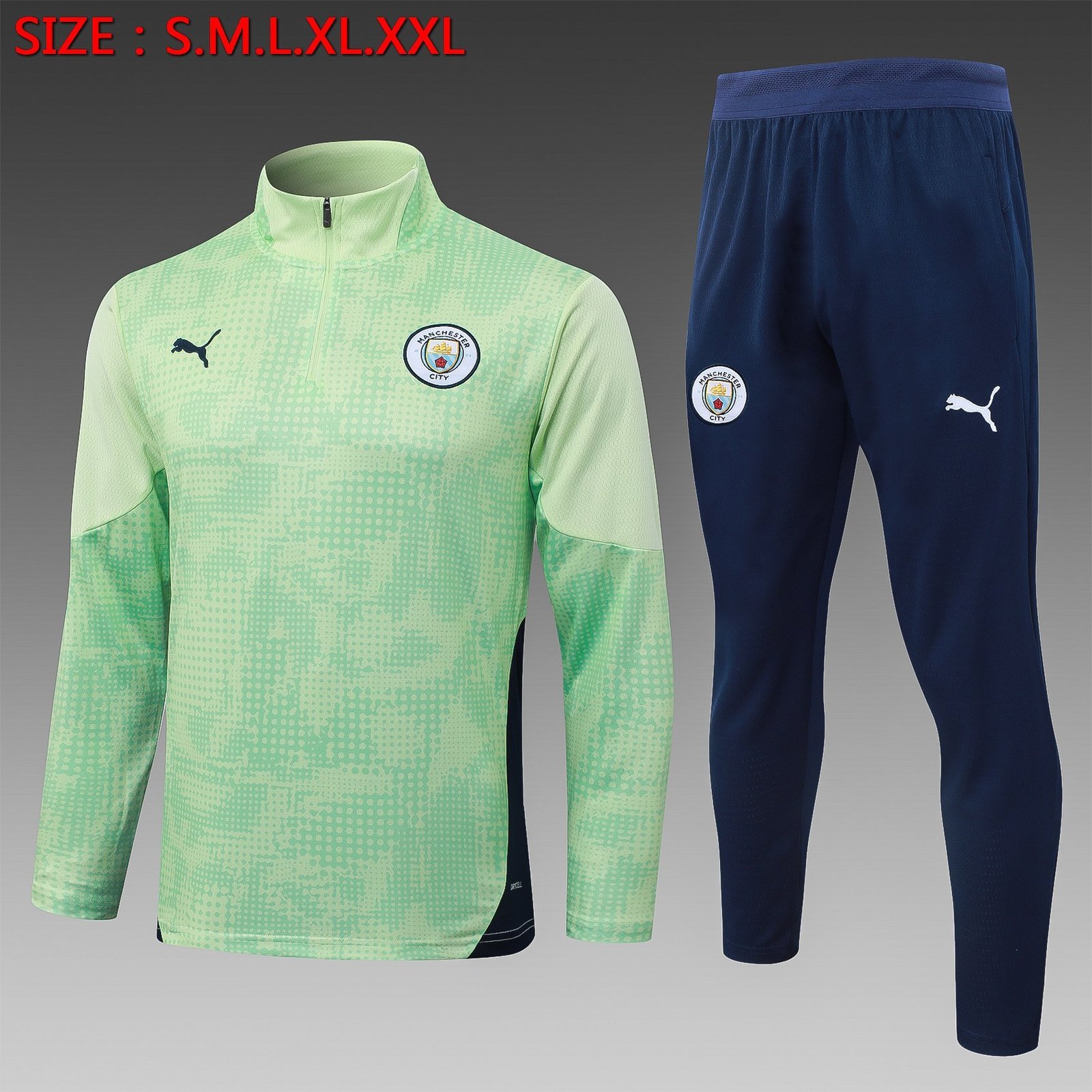 25/26 Manchester City Light Green Half-Zip Spray Training Jacket - Back View