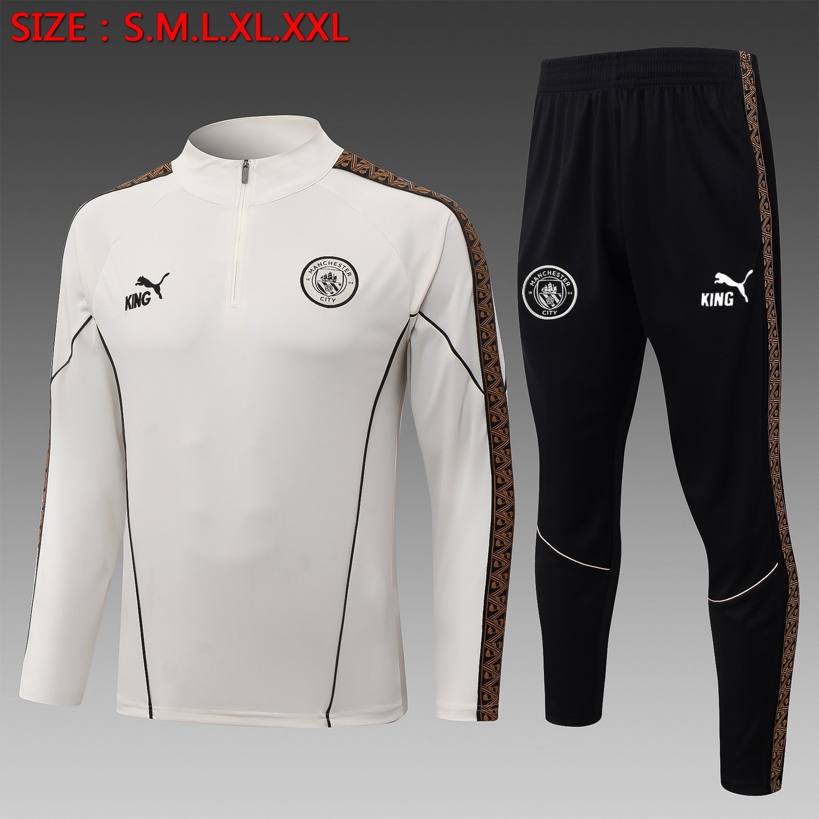 26/27 Manchester City Beige Half-Zip Spray Training Jacket - Back View
