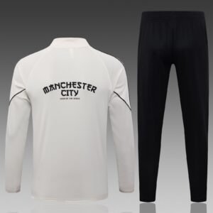 26/27 Manchester City Beige Half-Zip Spray Training Jacket - Front View