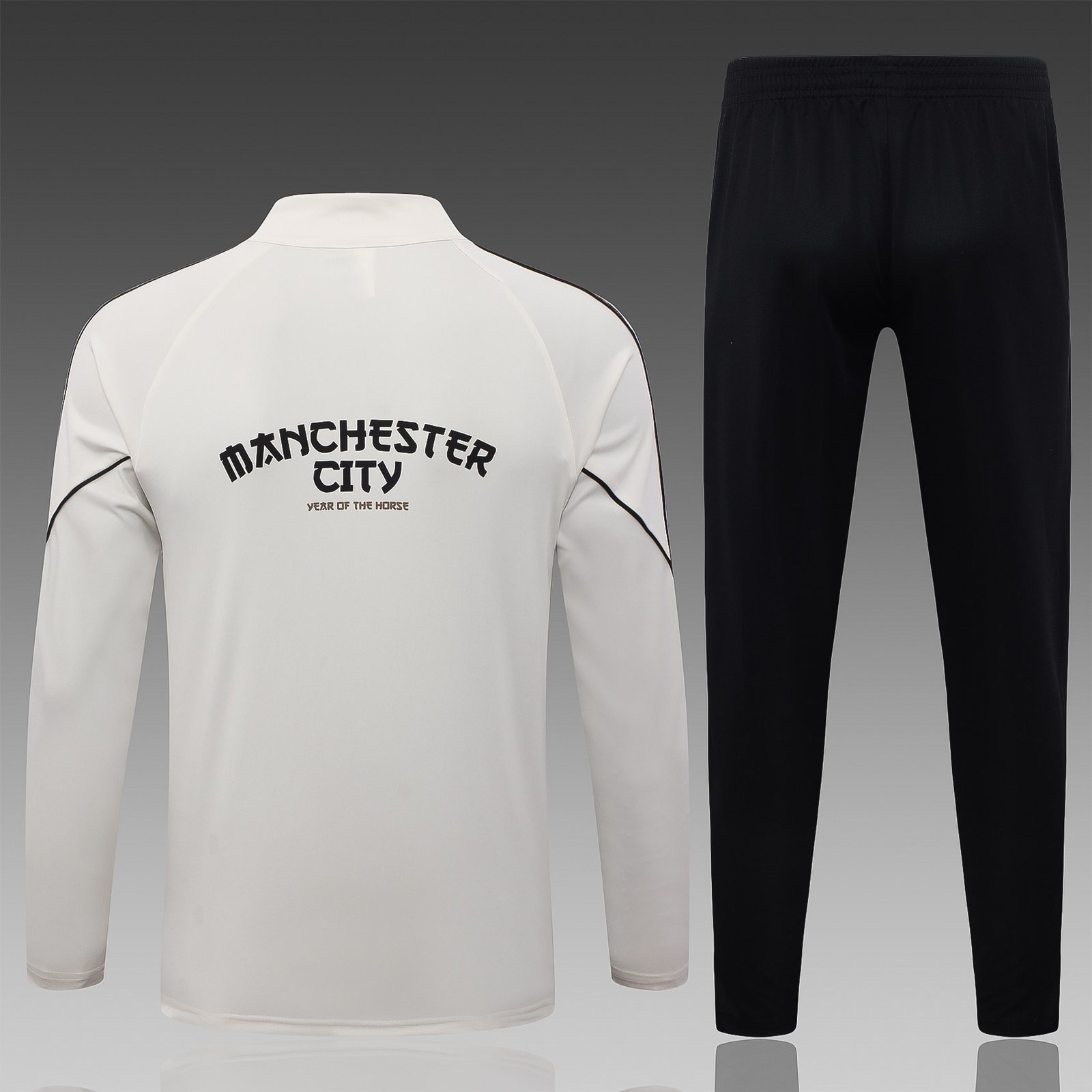 26/27 Manchester City Beige Half-Zip Spray Training Jacket - Front View