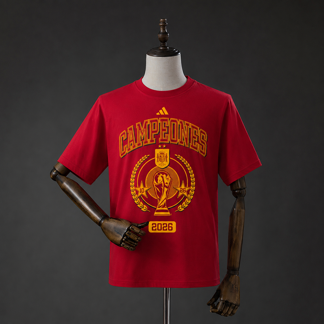 Spain "We Are Champions" T-Shirt Red - front view