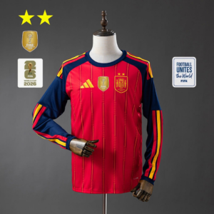 Spain 2026 Home 2-Star Champion Edition Long Sleeve Jersey - front view