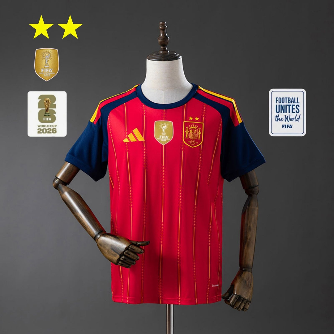 Spain 2026 Home 2-Star Champion Edition Jersey - front view