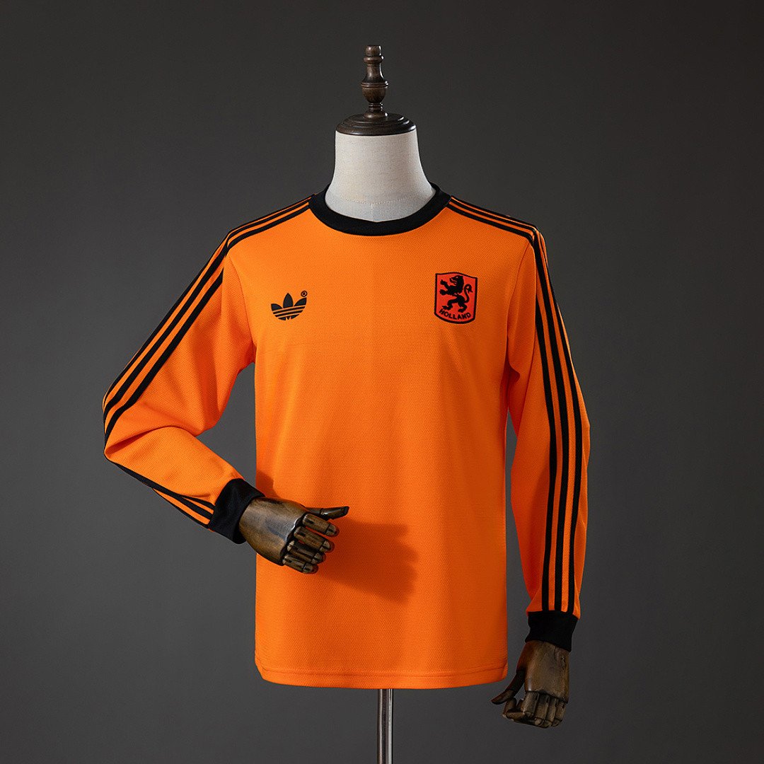 Netherlands 1980 Home Retro Long Sleeved Jersey - front view