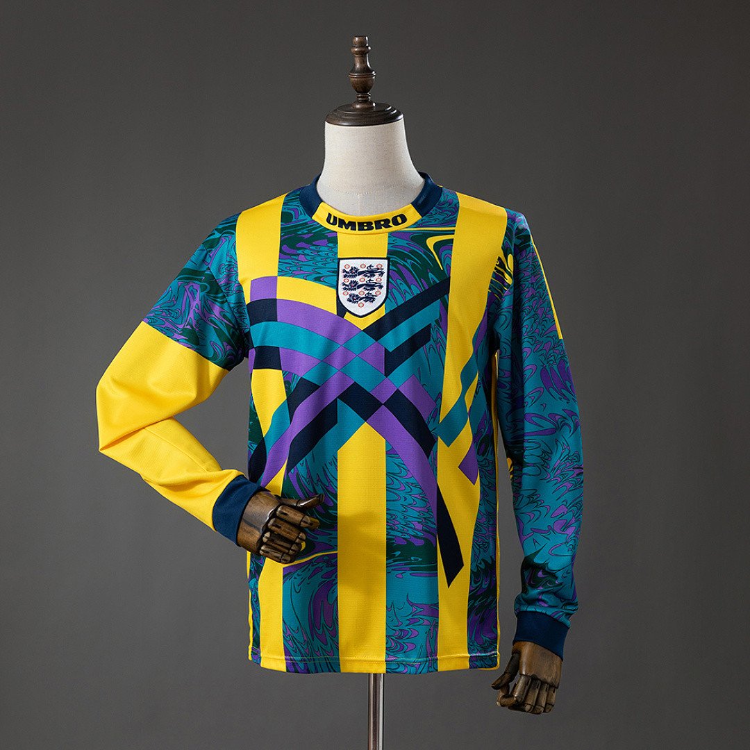 England 1995 Goalkeeper Long-Sleeve Retro Jersey - Keeper Specific Cut - front view