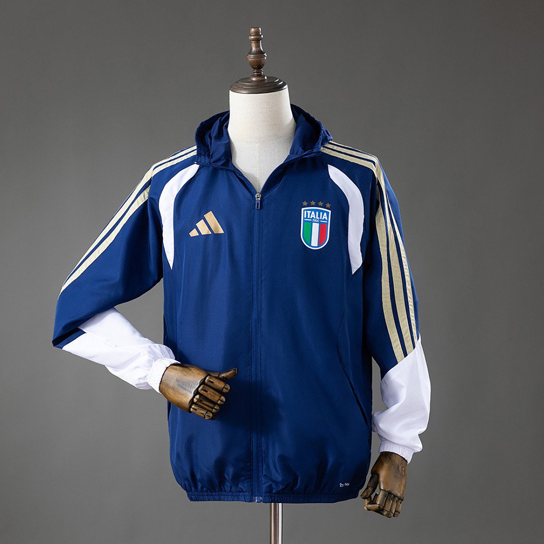 Italy 2026 All Weather Jacket Windbreaker - Blue - Wind Blocking Shell - front view