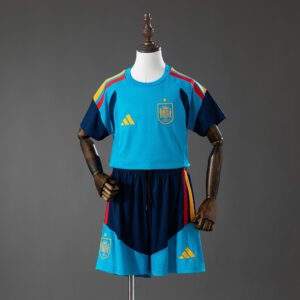 Spain 2026 Player Version Training Kids Kit Jersey - Blue - Practice Ready Construction - front view