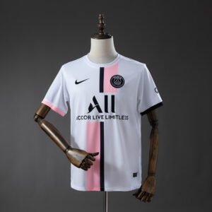 Paris Saint-Germain White with Navy Centre Band and Pink Trim Away Jersey 2020-2021 (France)