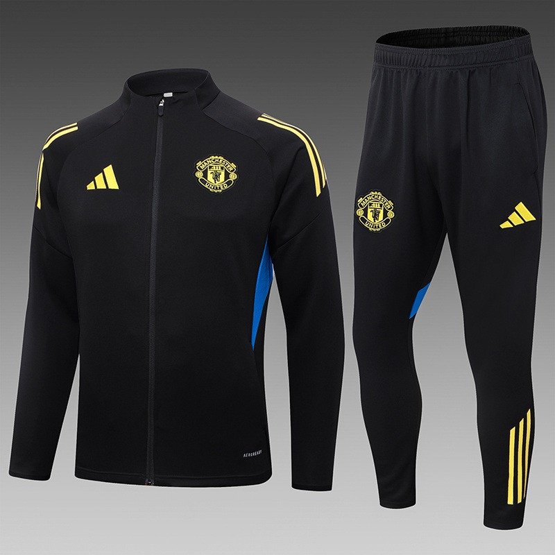 25/26 Manchester United Black Tracksuit Jacket Set - front view