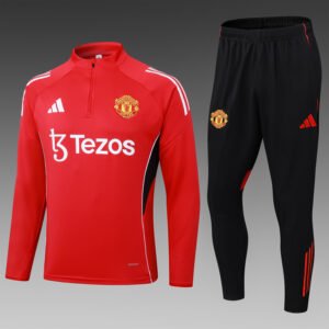 25/26 Manchester United Red Tracksuit Top+Pants Set - front view