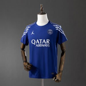 Fourth Royal Blue Paris Saint-Germain 2024-2025 France Short Sleeve Jersey — Clean Body with White Swoosh (Fan Version)
