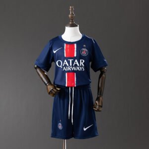 Home Navy Paris Saint-Germain 2024-2025 France Long Sleeve Jersey — Red and White Hechter Stripe (Player Version)
