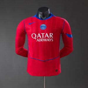Long Sleeve Training Shirt 2025-2026 Paris Saint-Germain France – Red with Blue Trim