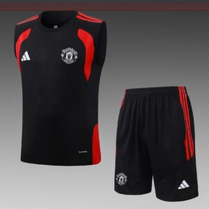 26/27 Manchester United Black Sleeveless Training Tracksuit Set - front view