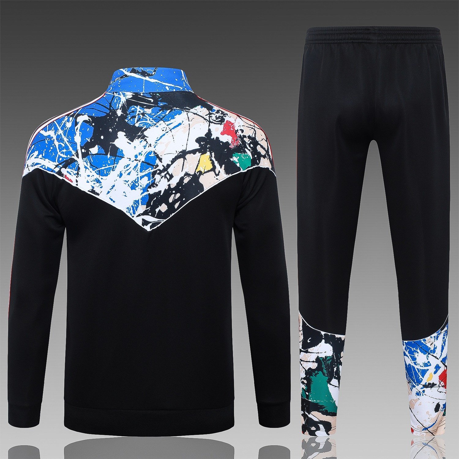 26/27 Manchester United Black Full-Zip Retro Tracksuit - Adidas Originals Stone Rose Pattern - back view