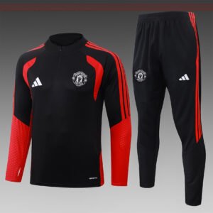26/27 Manchester United Black Half-Zip Tracksuit Set - front view