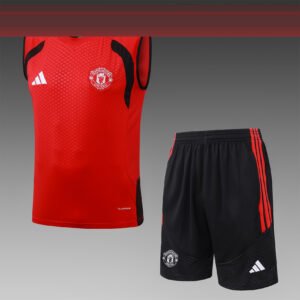 26/27 Manchester United Red Sleeveless Training Tracksuit Set - front view