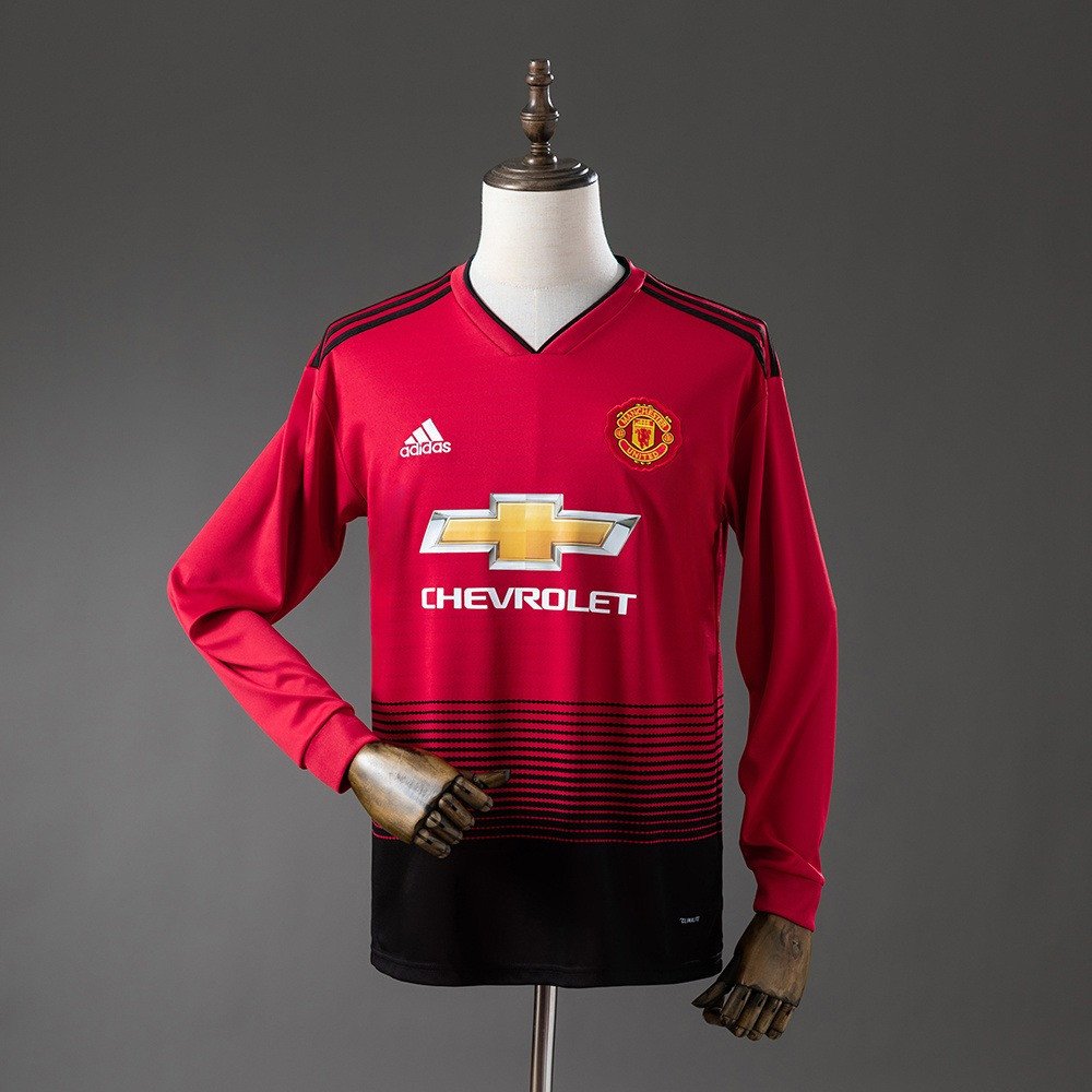 18/19 Manchester United Home Long Sleeve Retro Jersey - front view