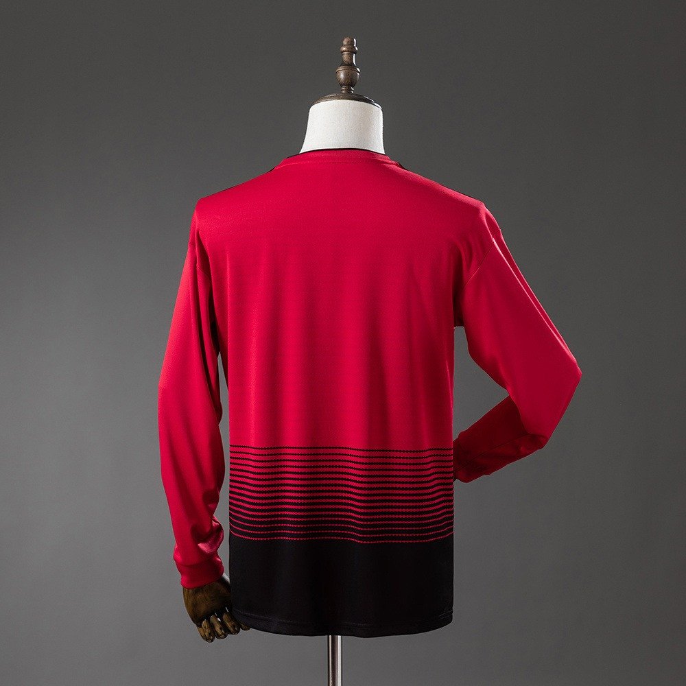 18/19 Manchester United Home Long Sleeve Retro Jersey - back view