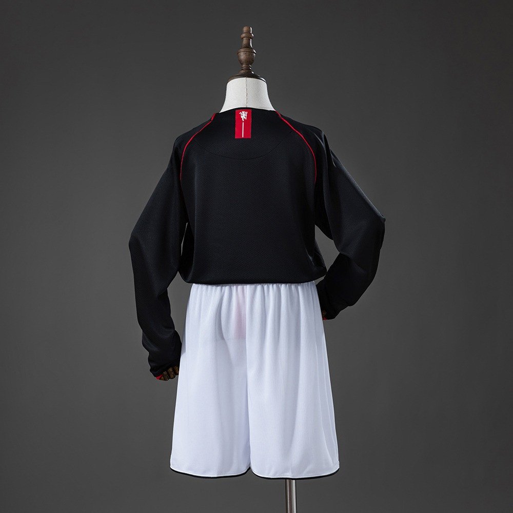 07/08 Manchester United Away Long Sleeve Retro Kids Kit Jersey - back view