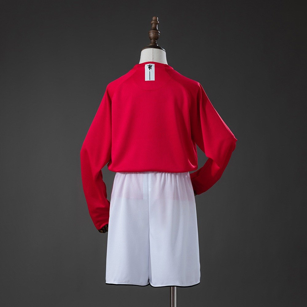 07/08 Manchester United Home Long Sleeve Retro Kids Kit Jersey - back view