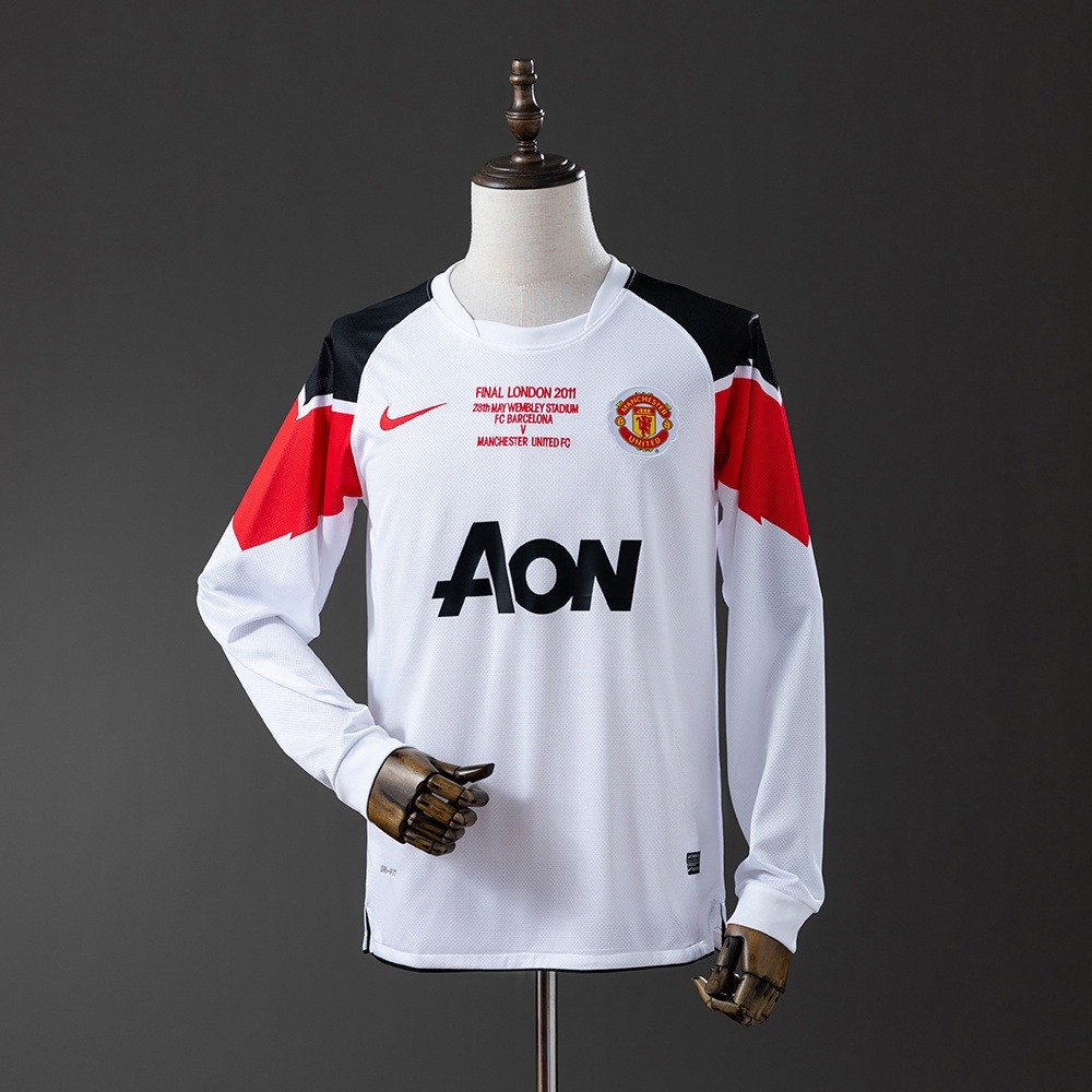 10/11 Manchester United Away Long Sleeve Retro Jersey - front view