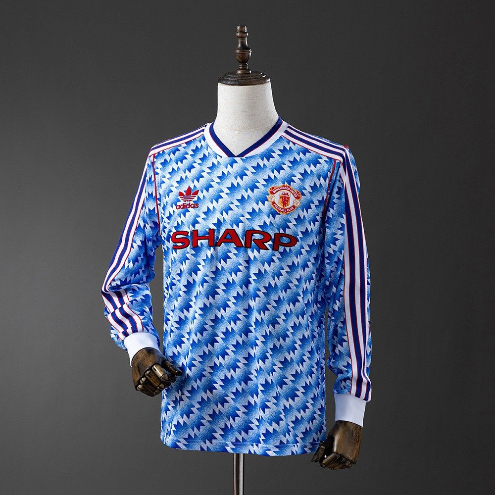 90/92 Manchester United Away Long Sleeve Retro Jersey - front view