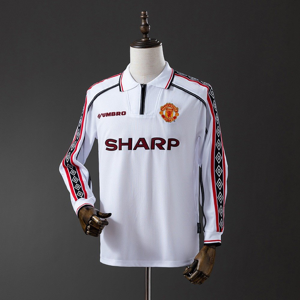 98/99 Manchester United Long Sleeve Retro Jersey - White - front view