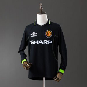 98/99 Manchester United Second Away Champions League Edition Long Sleeve Retro Jersey - front view
