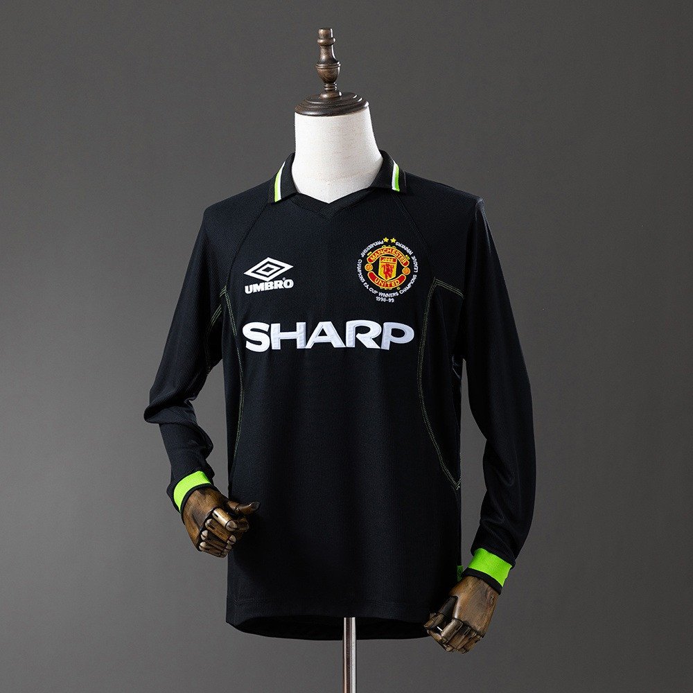 98/99 Manchester United Second Away Champions League Edition Long Sleeve Retro Jersey - front view