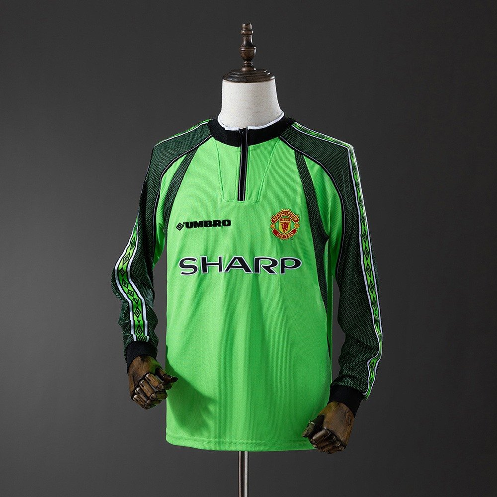 98/99 Manchester United Long Sleeve Retro Goalkeeper Jersey - Green - front view