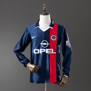 Paris Saint-Germain Navy with Red and White Centre Stripe Home Long Sleeve Jersey 2001-2002 (France)