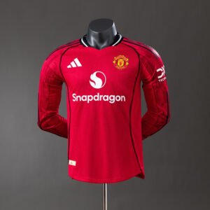 25/26 Manchester United Home Player Version Long Sleeve Jersey - front view