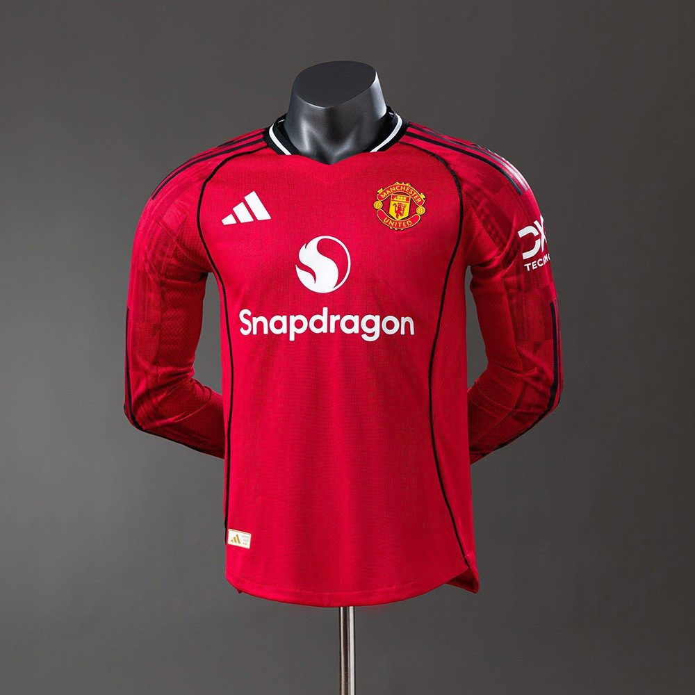 25/26 Manchester United Home Player Version Long Sleeve Jersey - front view