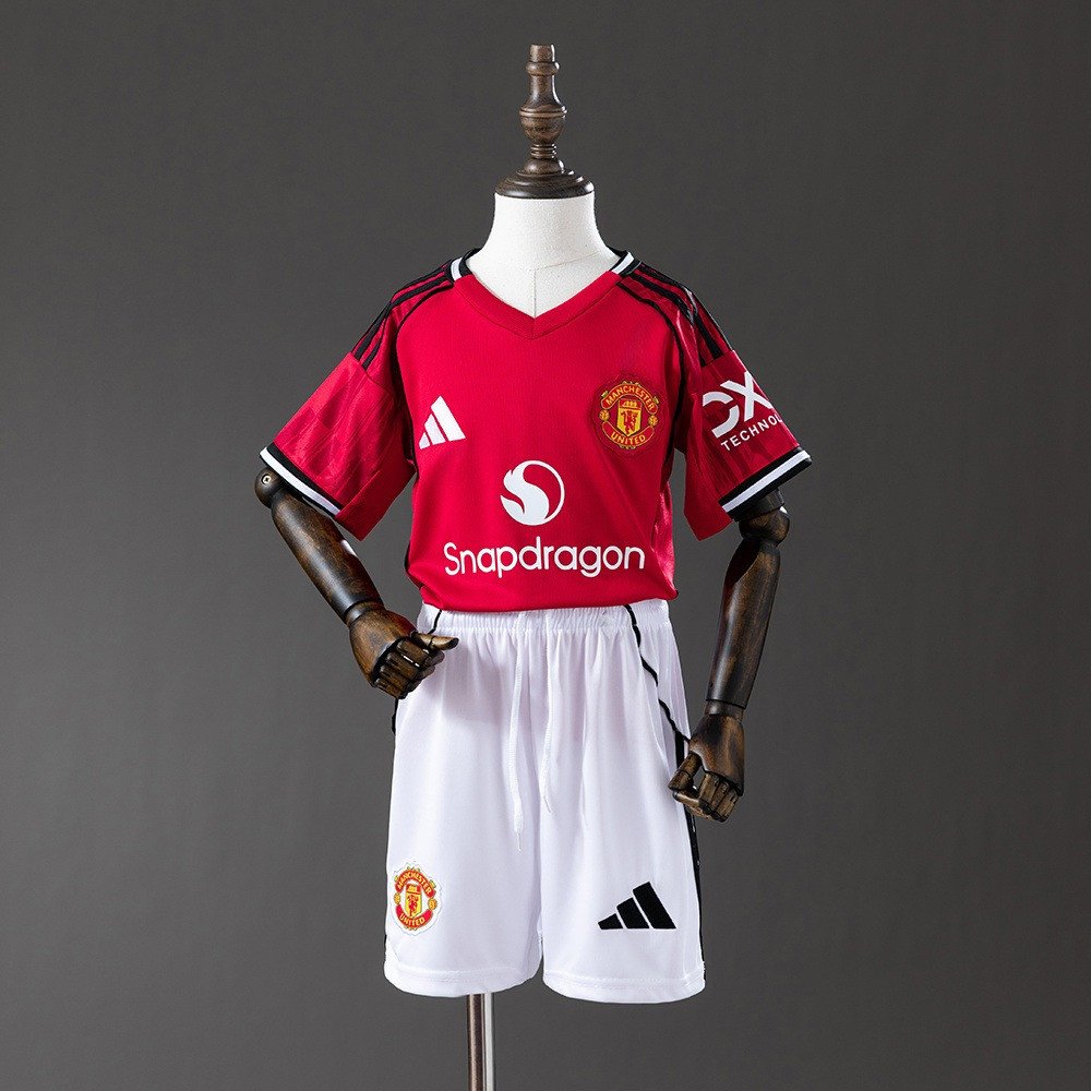 25/26 Manchester United Home Kids Kit Jersey - front view